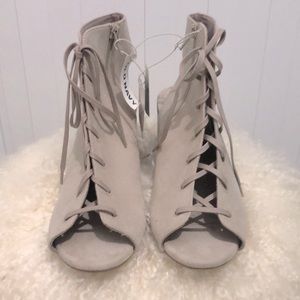 Grey Sandals with chunky heels (3” inches).